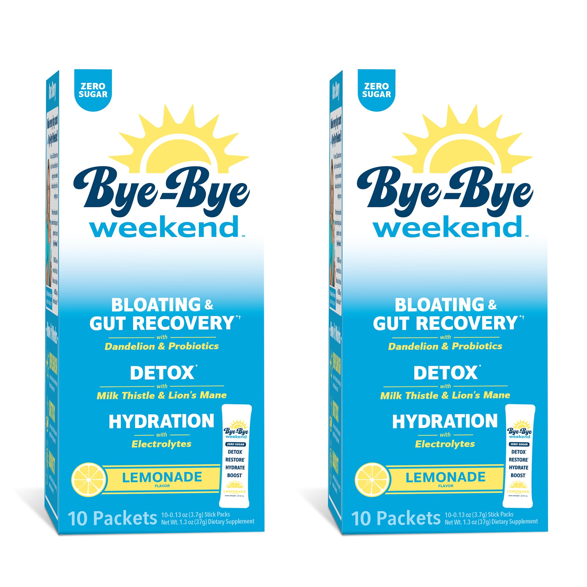 Bye-Bye Weekend Detox Drink Mix lemonade glass for after-workout hydration.