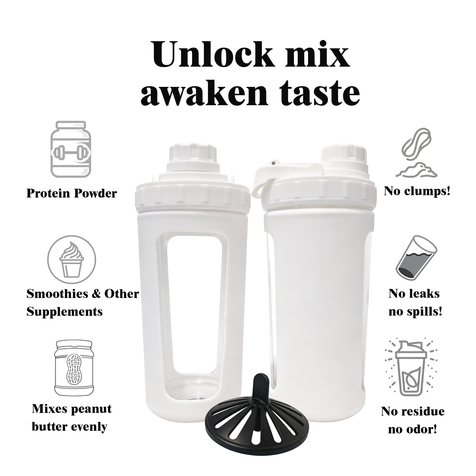 BYLWORKOUT removable plastic mixer for stirring without a ball or whisk