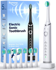 Bymore electric toothbrush in pure white, front view