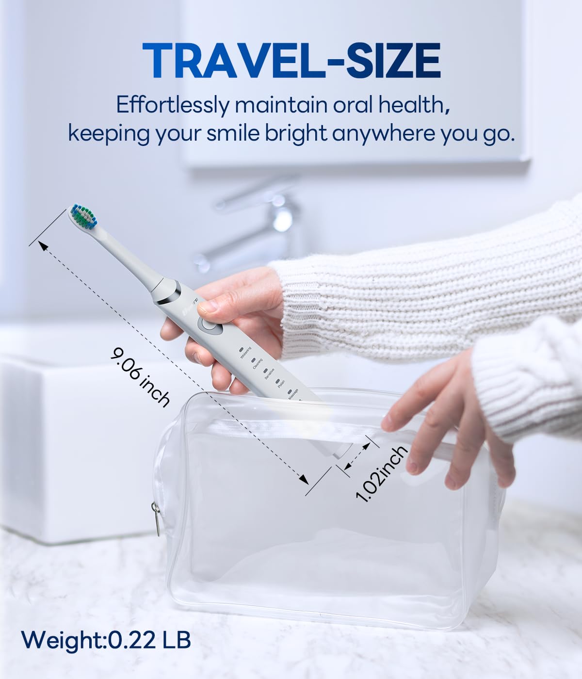In the box: toothbrush, 8 replacement heads, USB-C charger and travel case