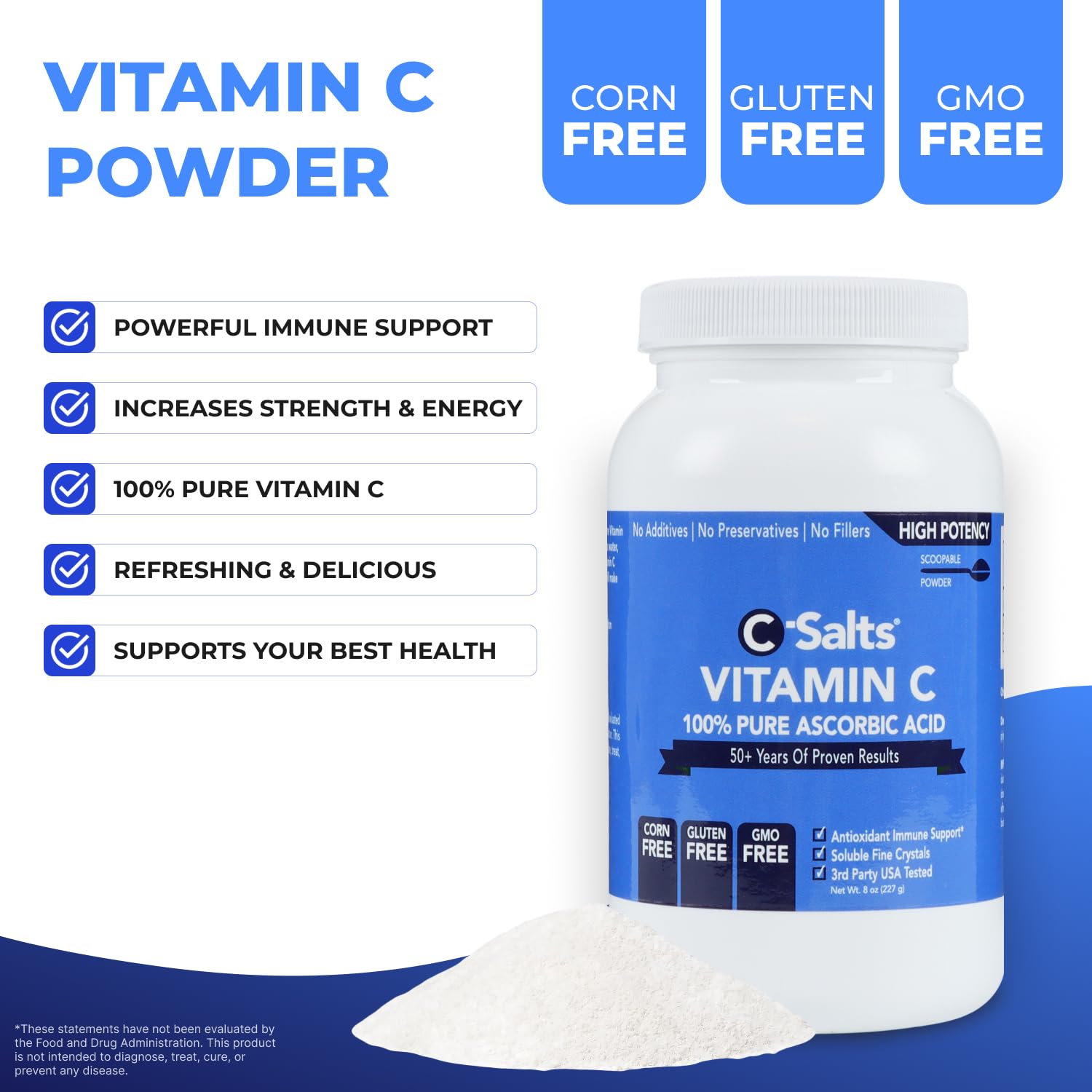 Safety and quality: cGMP, third-party tested, corn-free