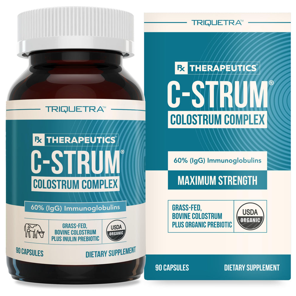 C-Strum Organic Bovine Colostrum capsules – 60% IgG, First Milking, 90-count