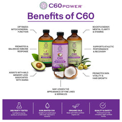 Close-up of label on C60 Purple Power Organic MCT Coconut Oil 16 oz