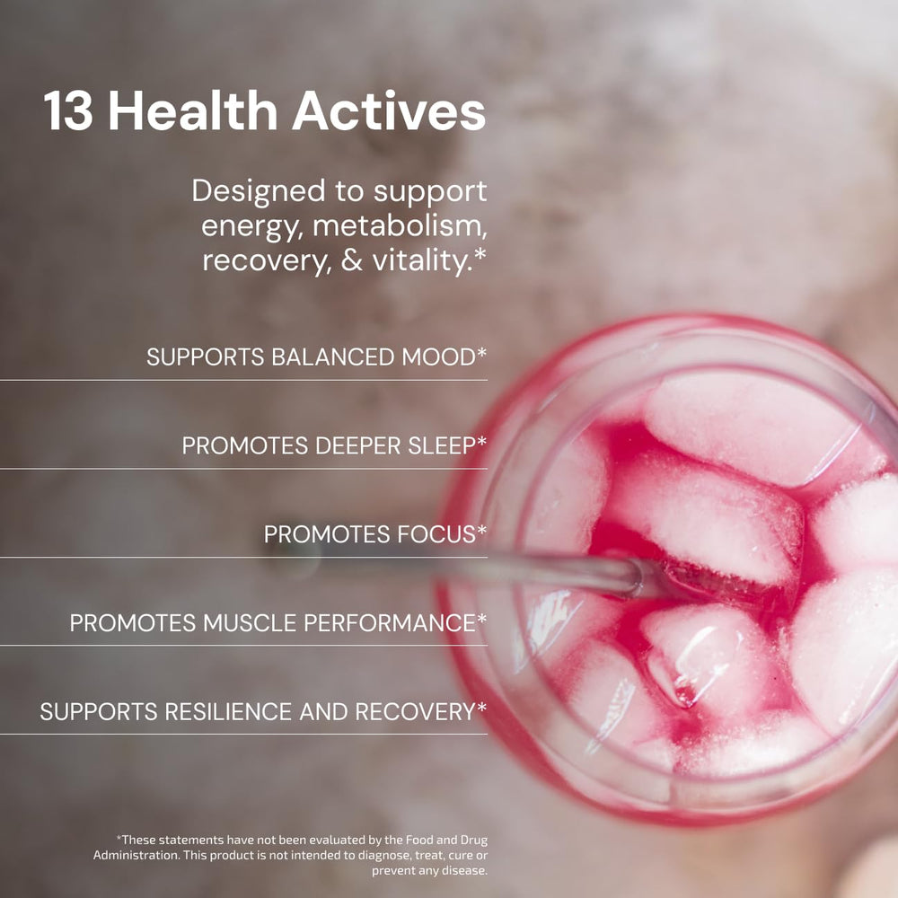Close-up of CaAKG, creatine, and glutathione ingredients.