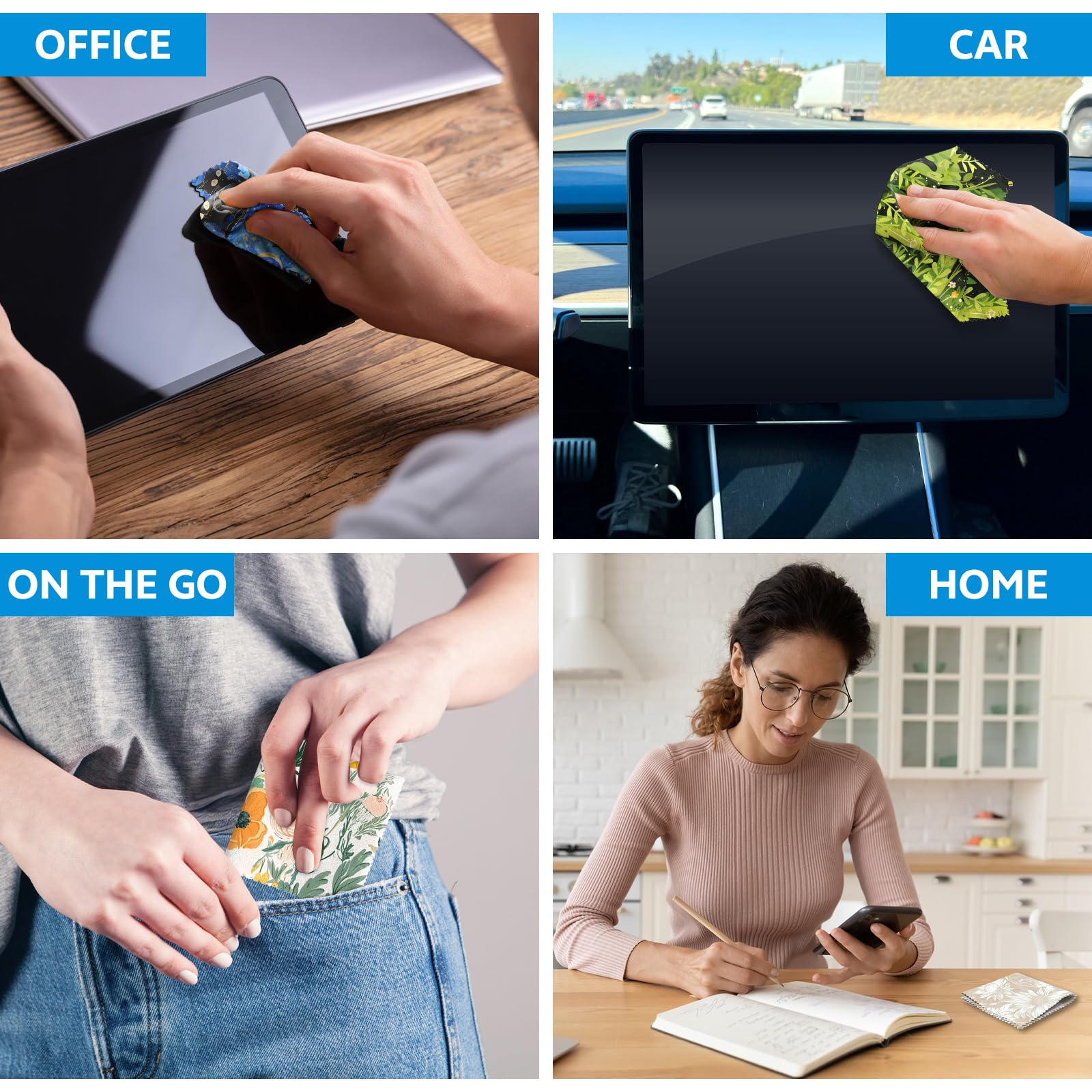 Versatile cleaning cloths for glasses, screens, and lenses