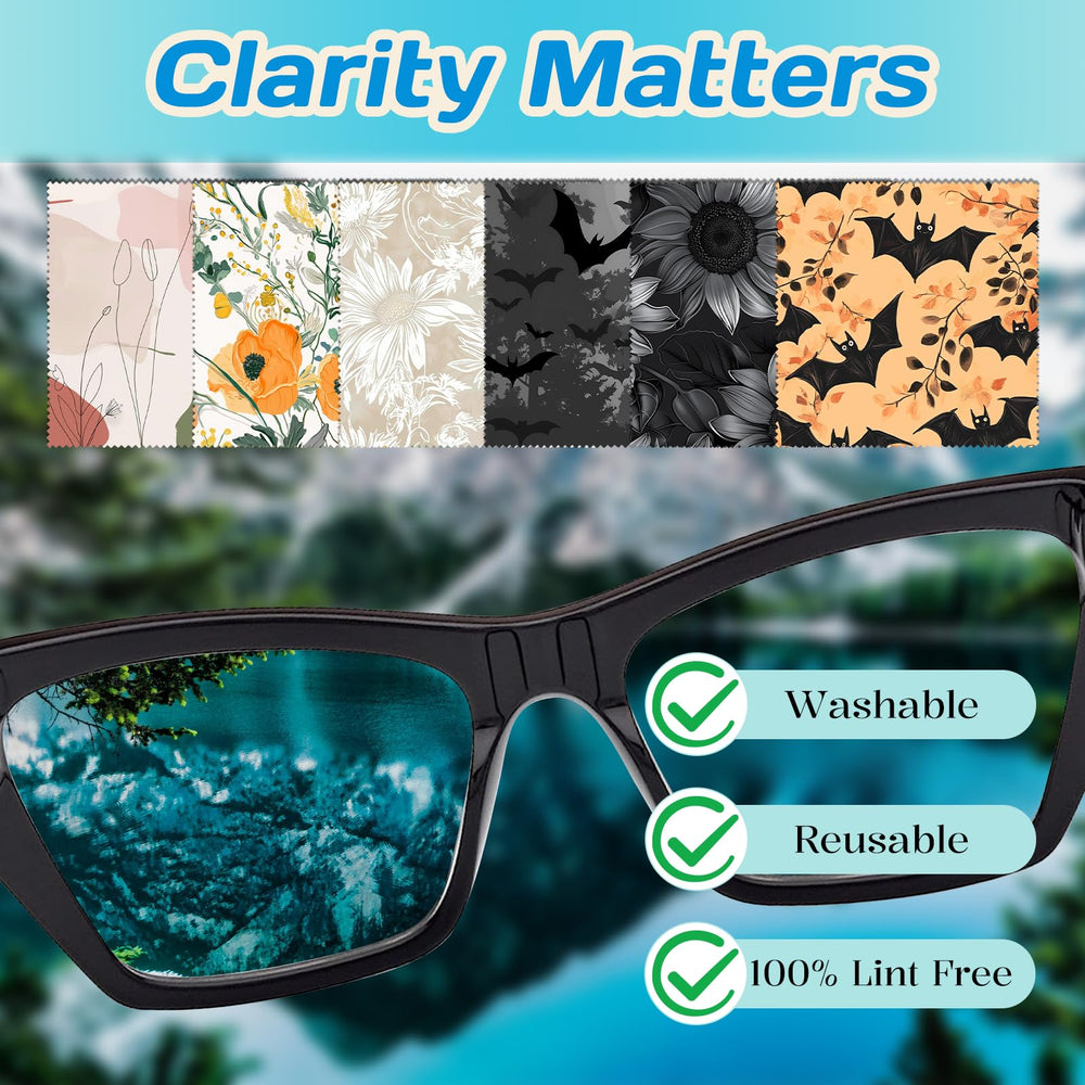Assorted floral designs on glasses cleaning cloths