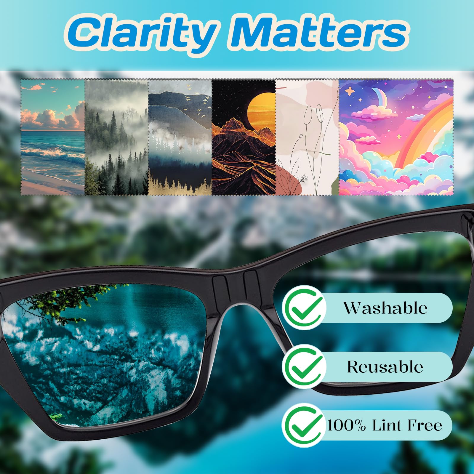 Soft microfiber glasses cleaning cloths for glasses, phones, cameras