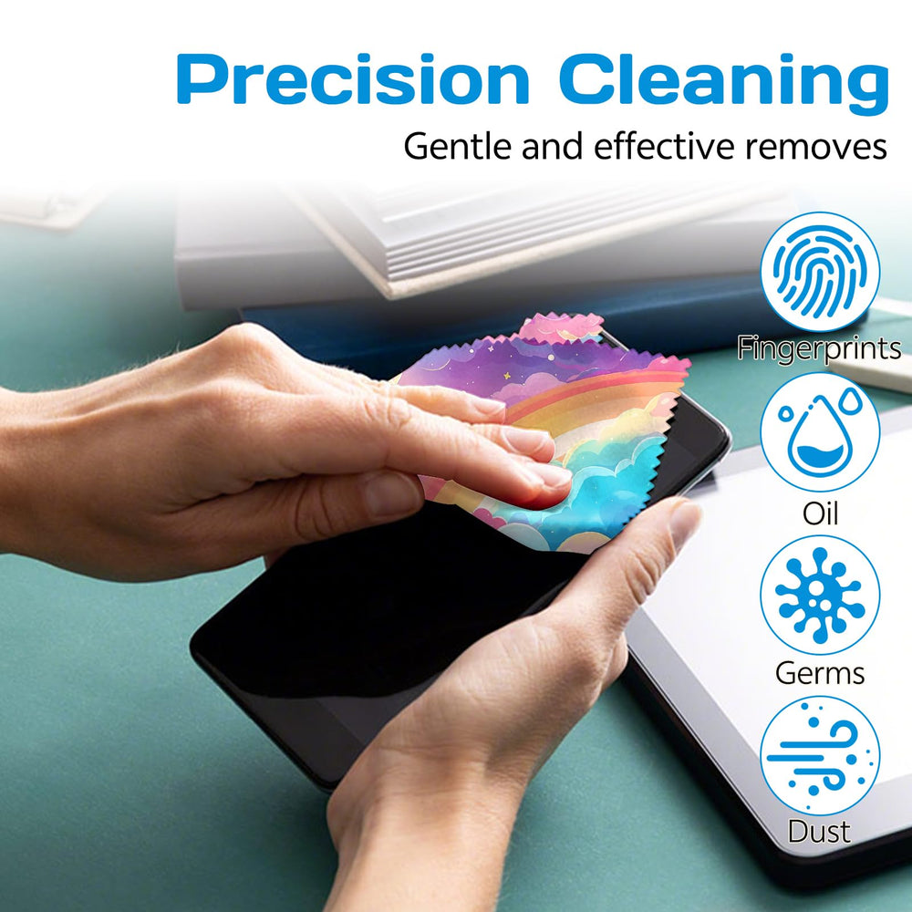 Six-pack travel-friendly glasses cleaning cloths in Forest Cloud design