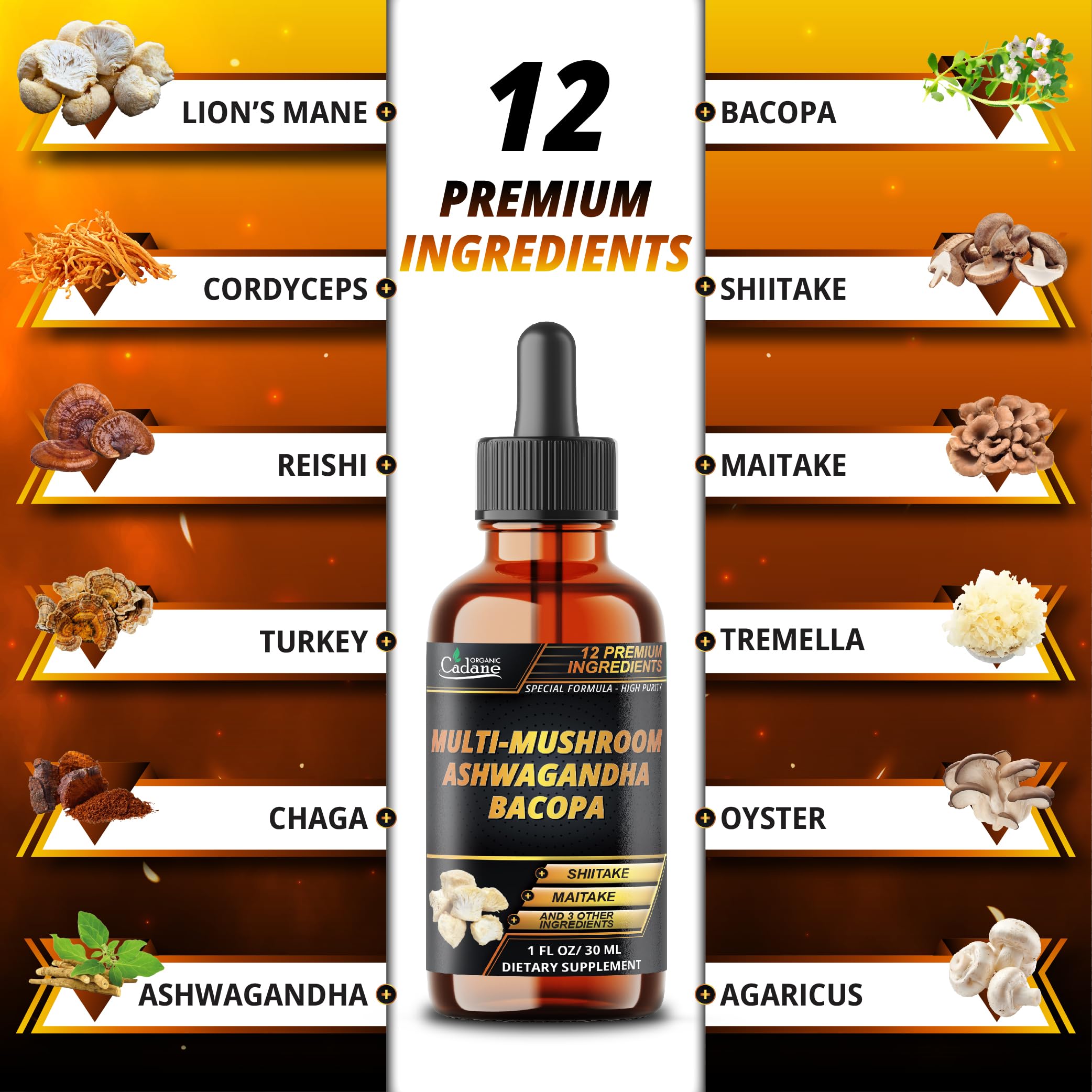 Cadane packaging for 12in1 mushroom liquid drops