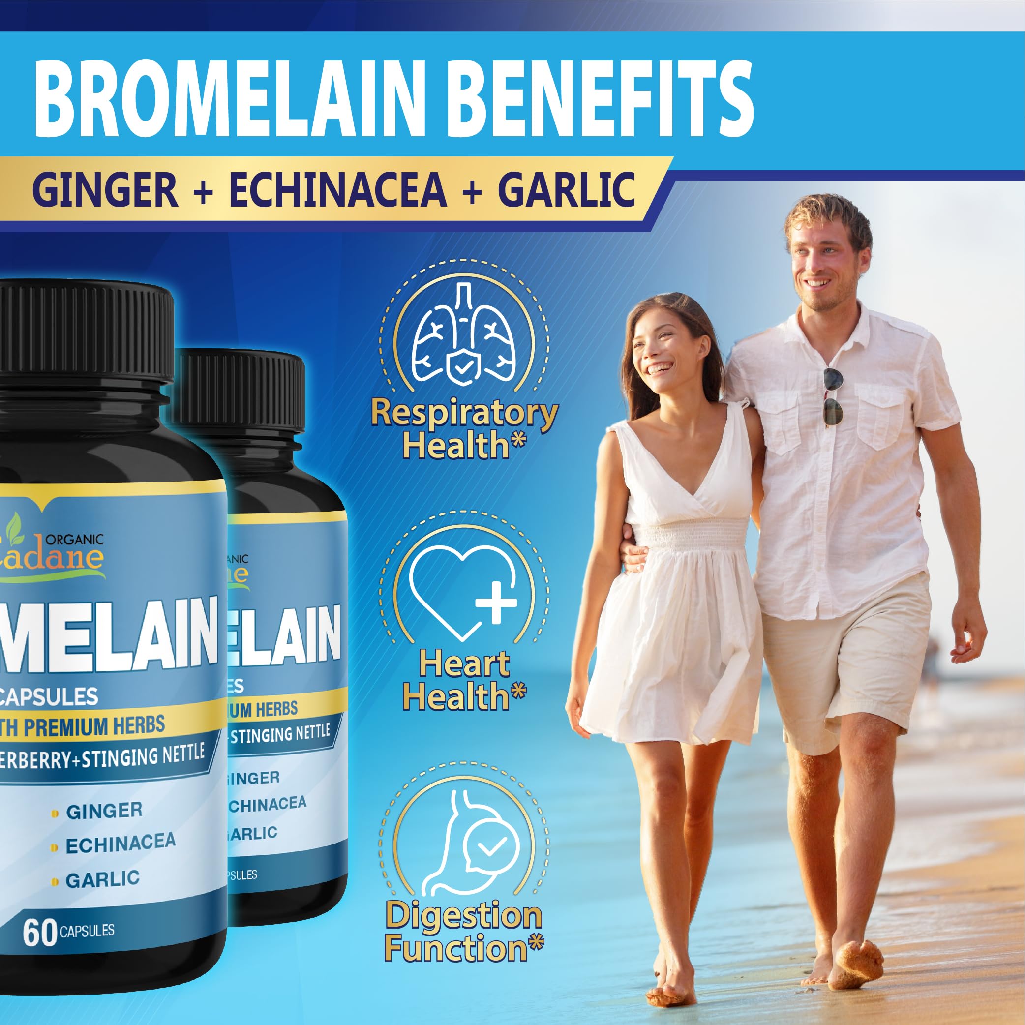 Close-up of Bromelain capsules with herbal ingredients