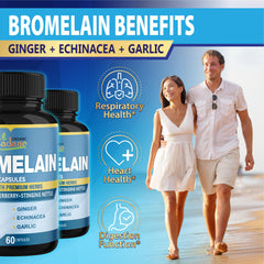 Close-up of Bromelain capsules with herbal ingredients