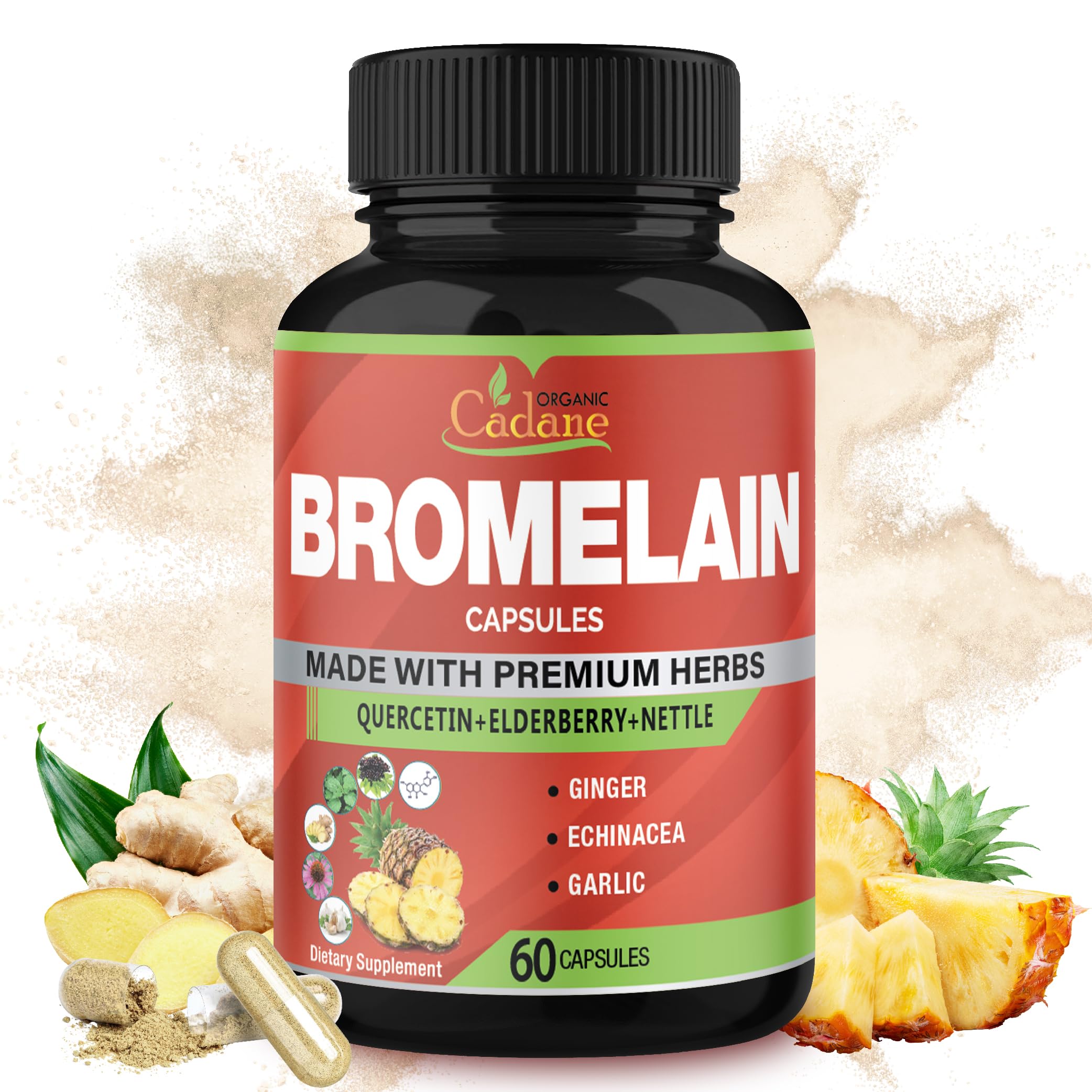 Cadane Bromelain Extract Capsules bottle with 60 capsules