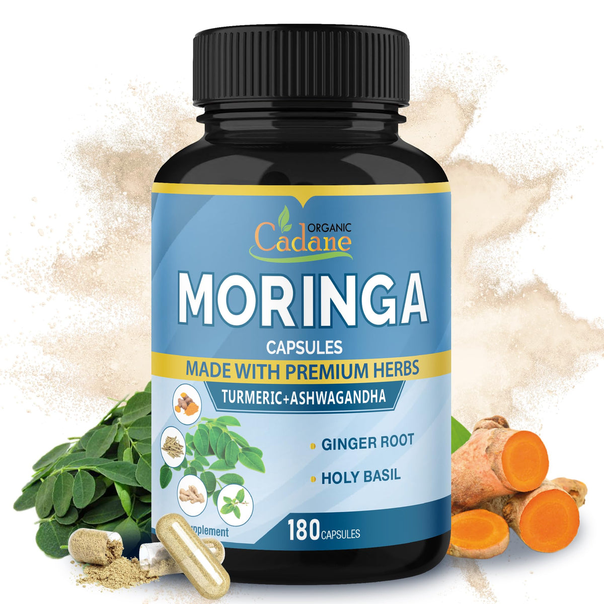 Cadane Moringa Extract Capsules bottle with 180 capsules