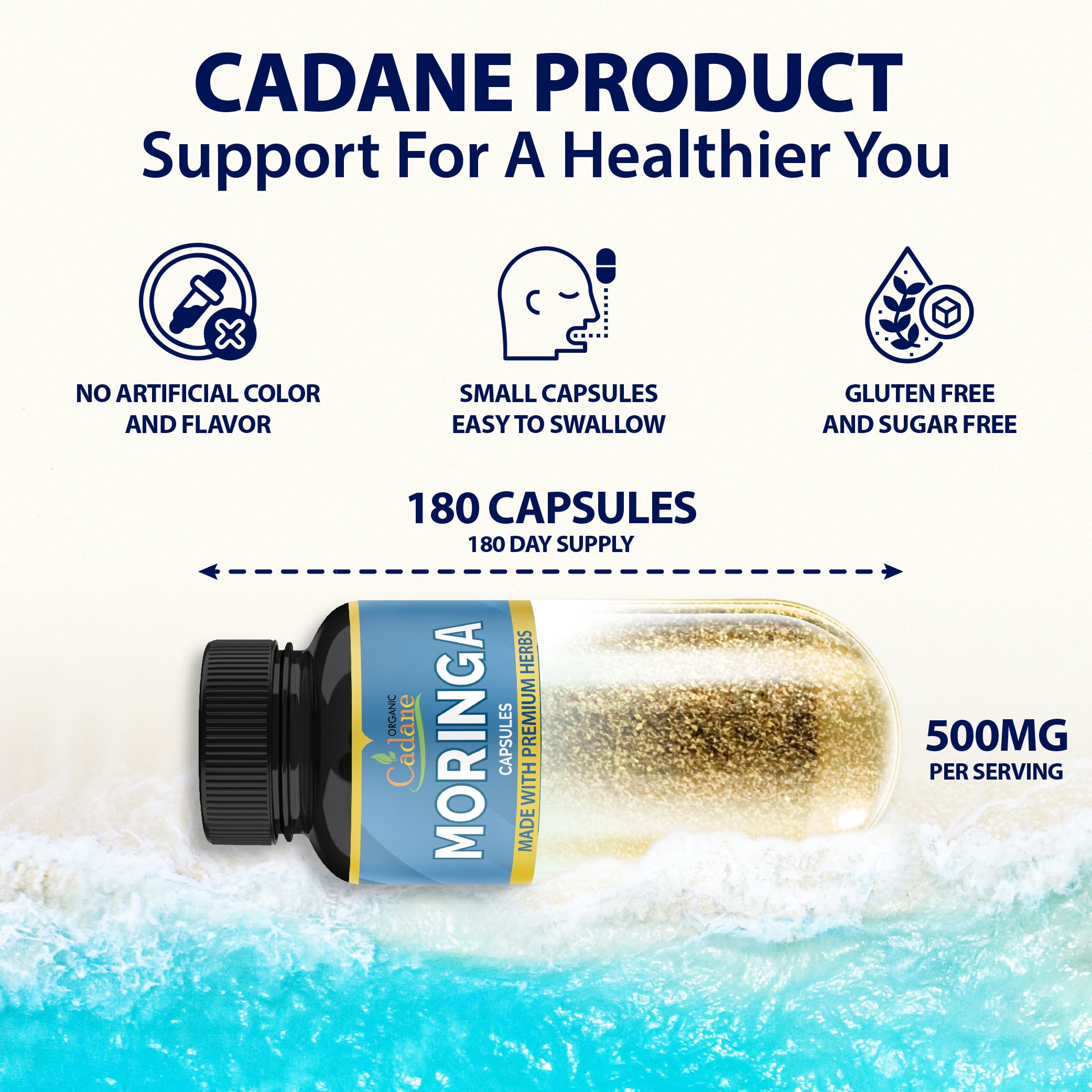 Front label of Cadane Moringa Capsules