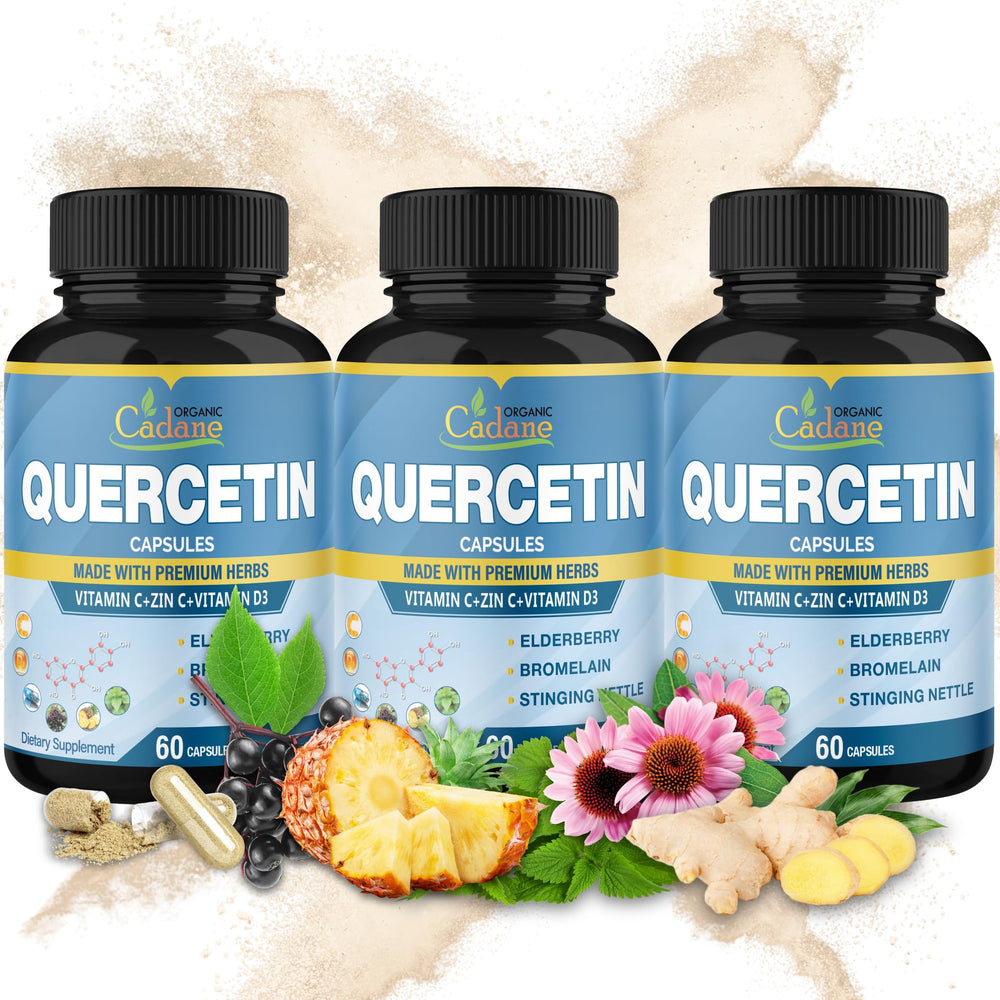 Cadane Quercetin Capsules bottle with 3-pack packaging