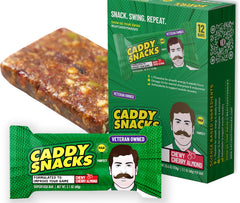 Chewy Cherry Almond Caddy Snacks bar on white background