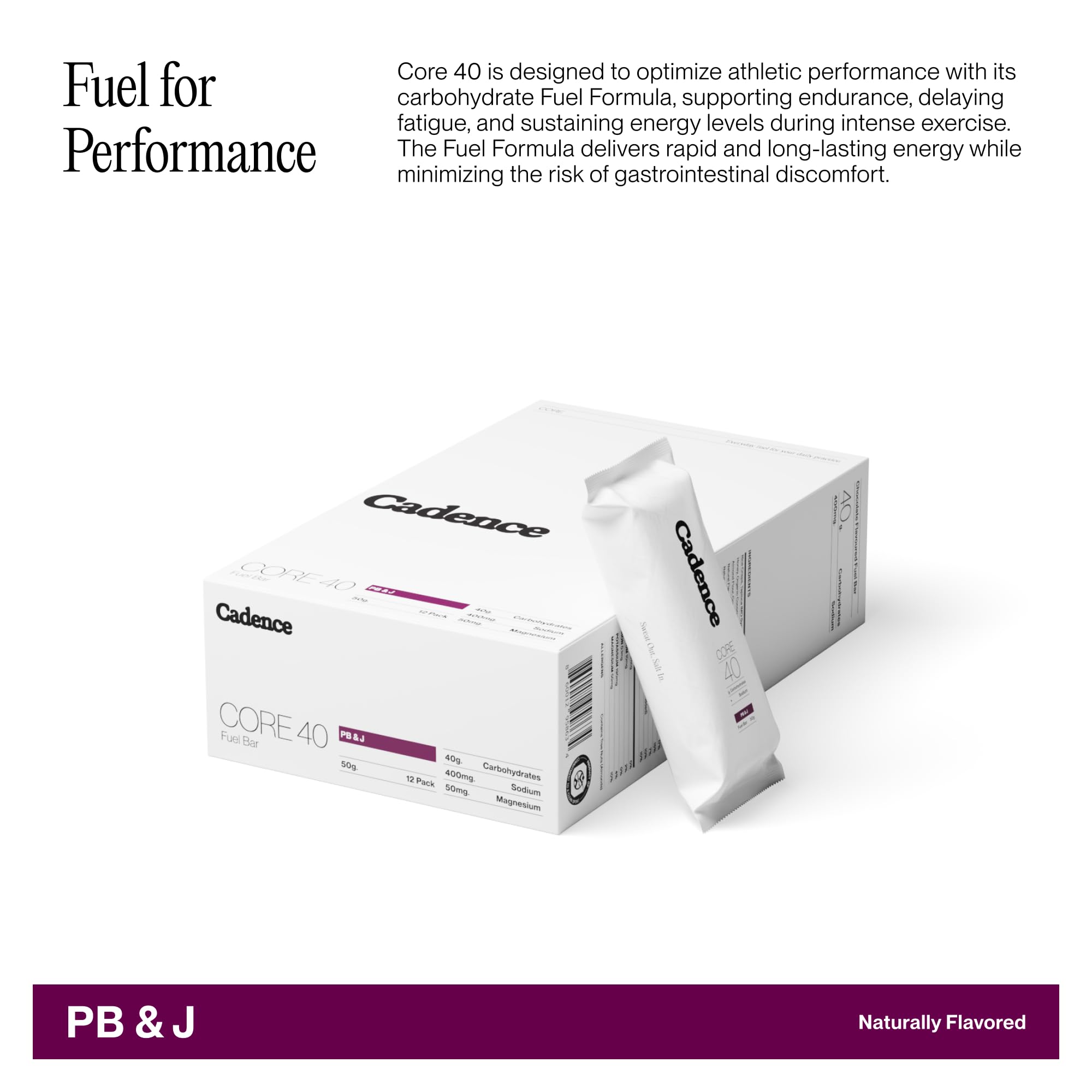 Cadence Peanut Butter & Jelly Energy Bar Case packaging side view