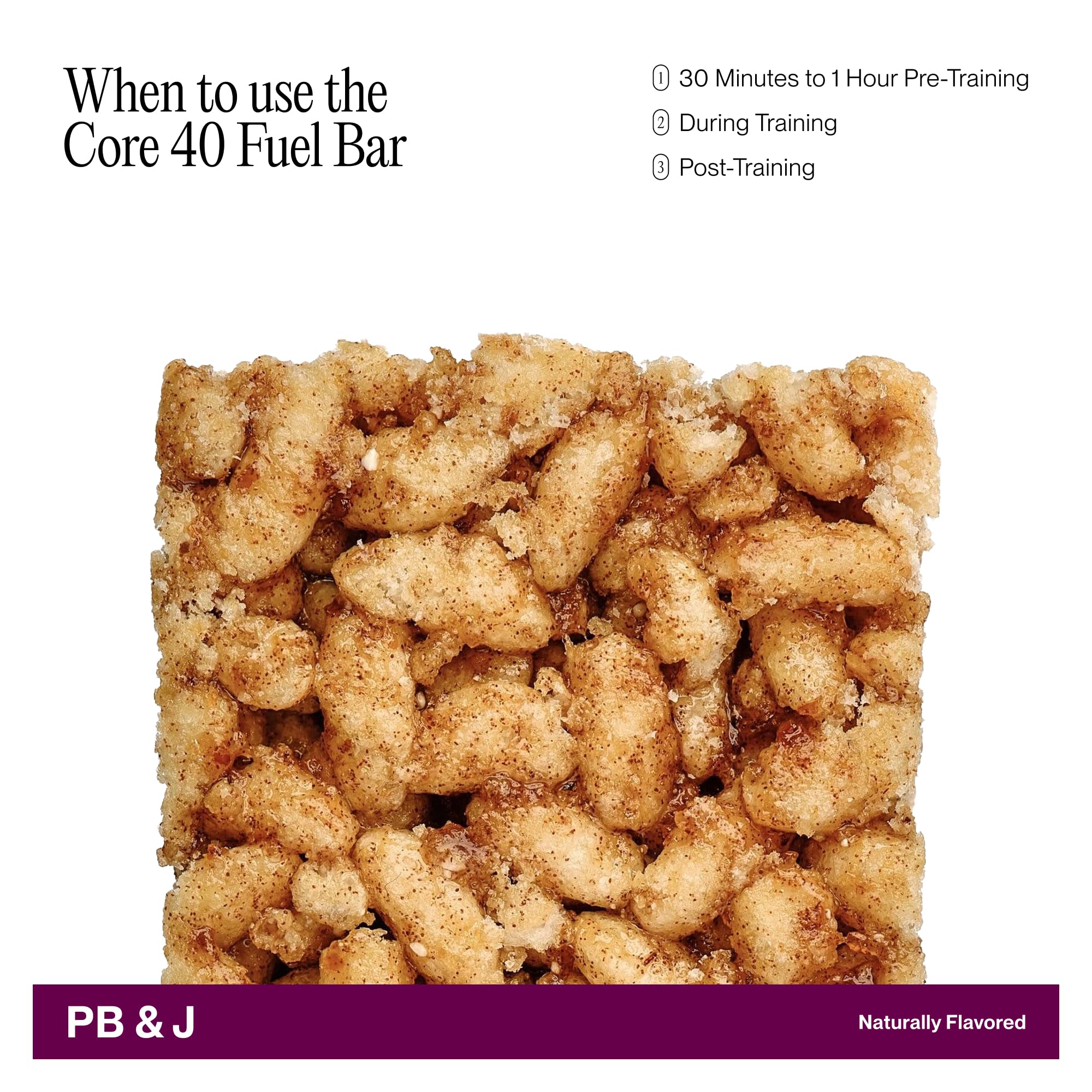 Cadence energy bar texture shot reveals rice crisps for quick digestion during activity.