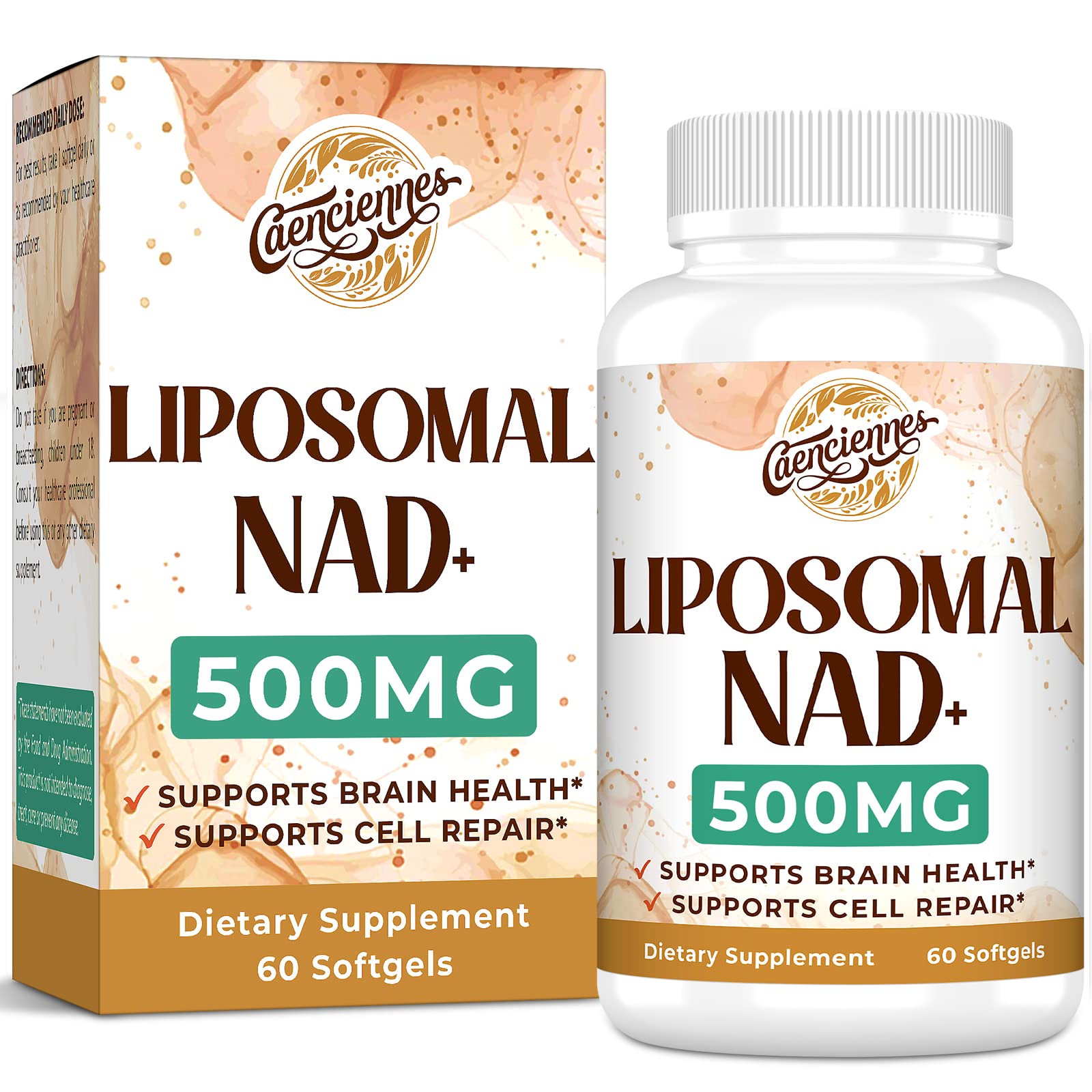 Caenciennes Liposomal NAD+ with sunflower lecithin emphasizes enhanced absorption and cellular delivery
