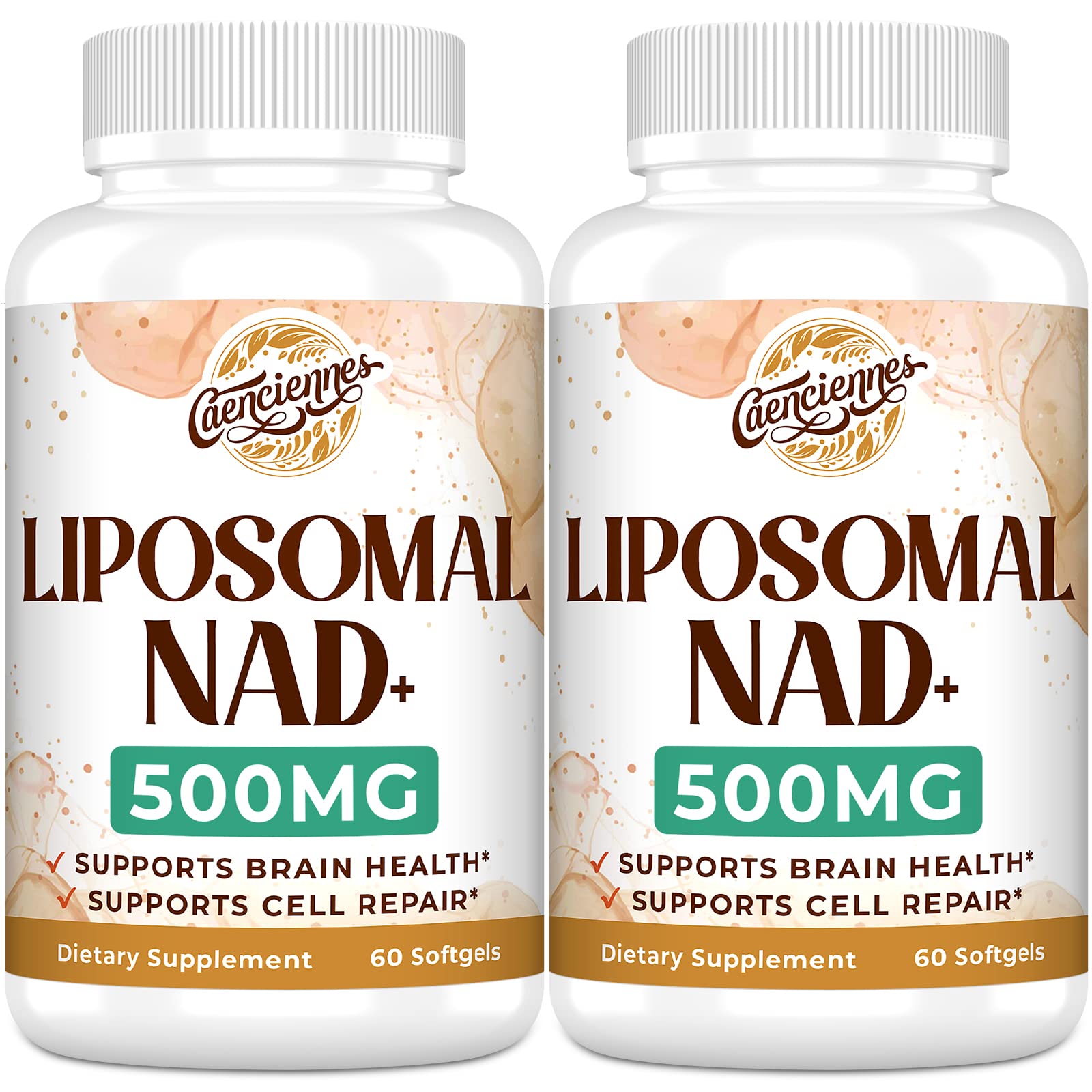 Caenciennes Liposomal NAD+ Plus bottle showing high-dose NAD+ for daily energy support