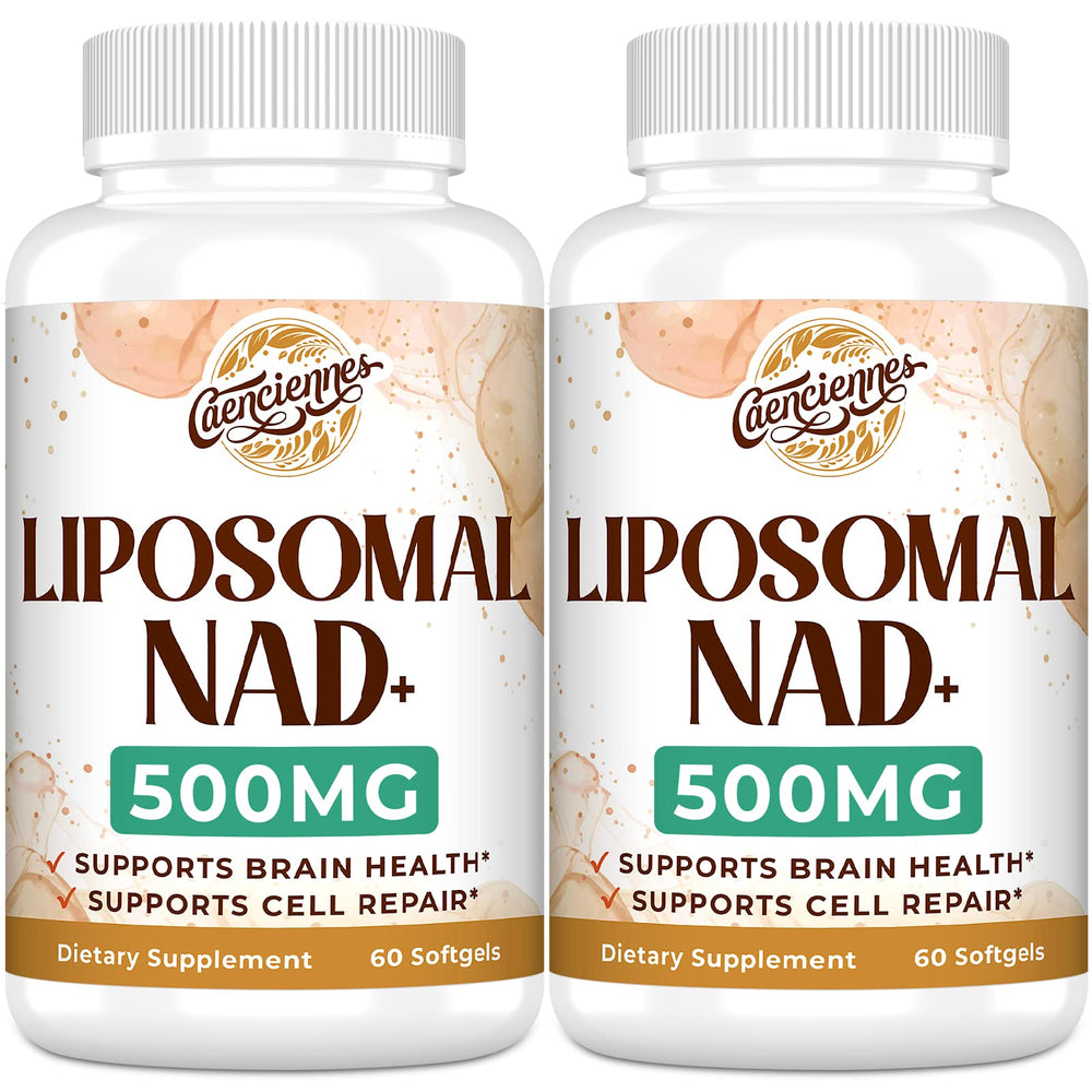 Caenciennes Liposomal NAD+ Plus bottle showing high-dose NAD+ for daily energy support