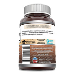 Close-up of caffeine 200 mg per serving on capsule