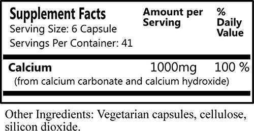 Close-up of Cal-II Yeast-Free supplement facts showing Elemental Calcium 1000 mg