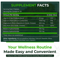 Close-up of calcium magnesium zinc tablets