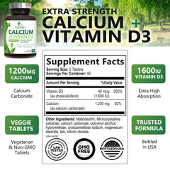Close-up of Calcium 1200 mg with Vitamin D3 tablets