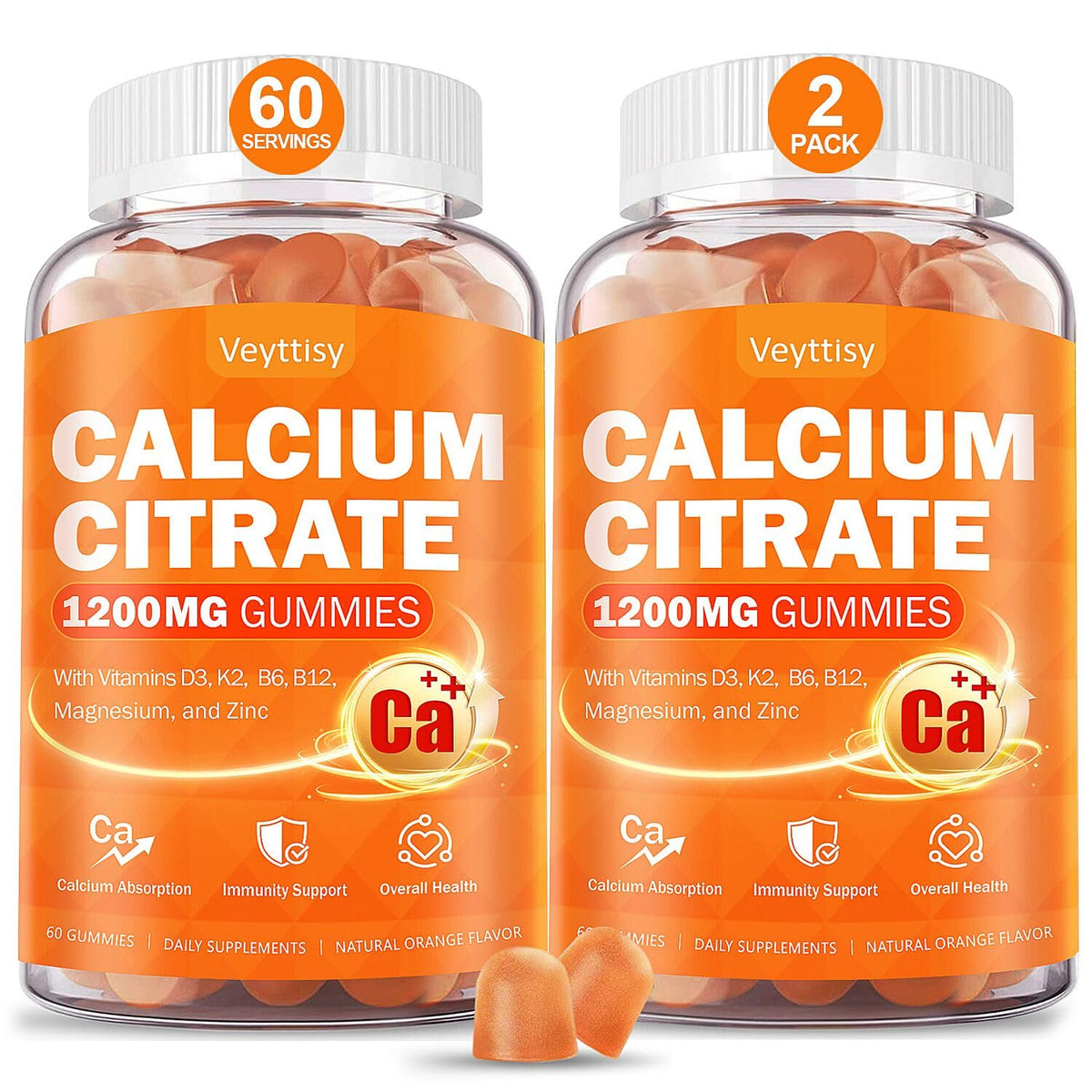 Bottle of Calcium 1200 mg Gummies with Vitamin D3
