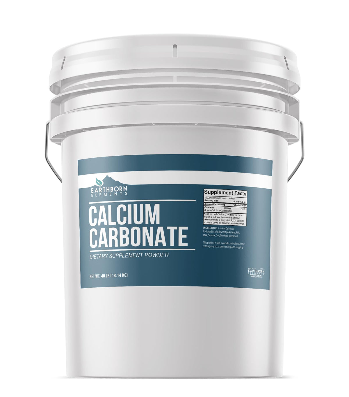 5-gallon bucket of calcium carbonate powder, resealable