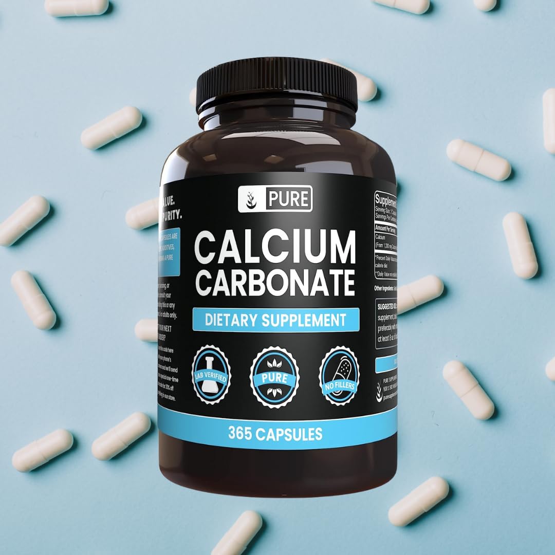 Close-up of calcium carbonate capsules with no fillers