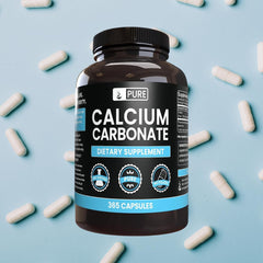 Close-up of calcium carbonate capsules with no fillers