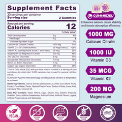 Calcium citrate 1000mg D3 and K2 gummies packaging
