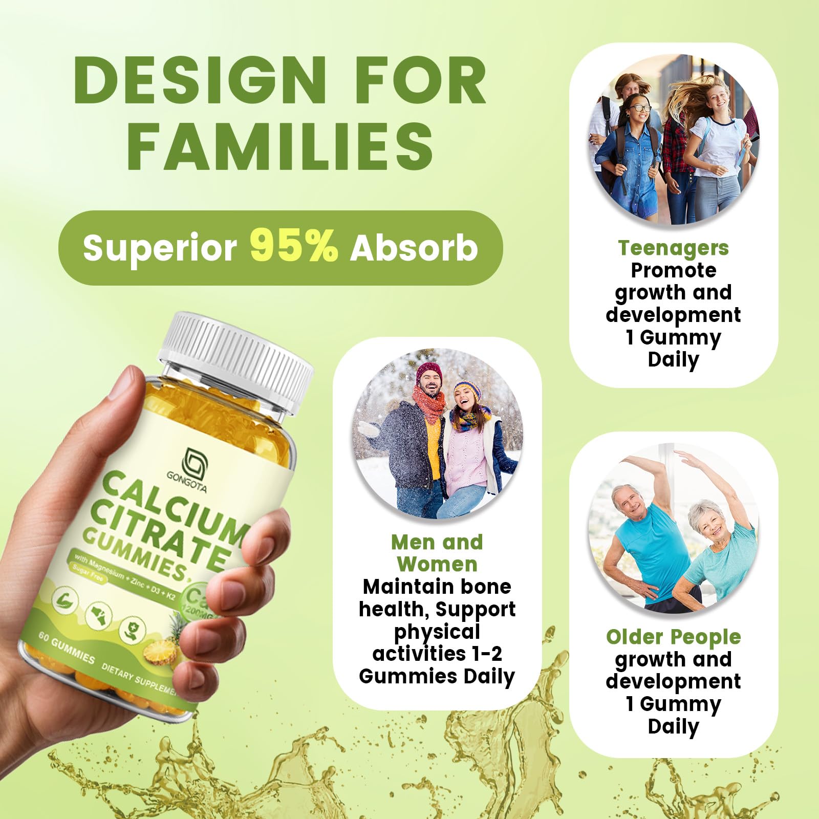 Active woman taking a calcium gummy for daily wellness