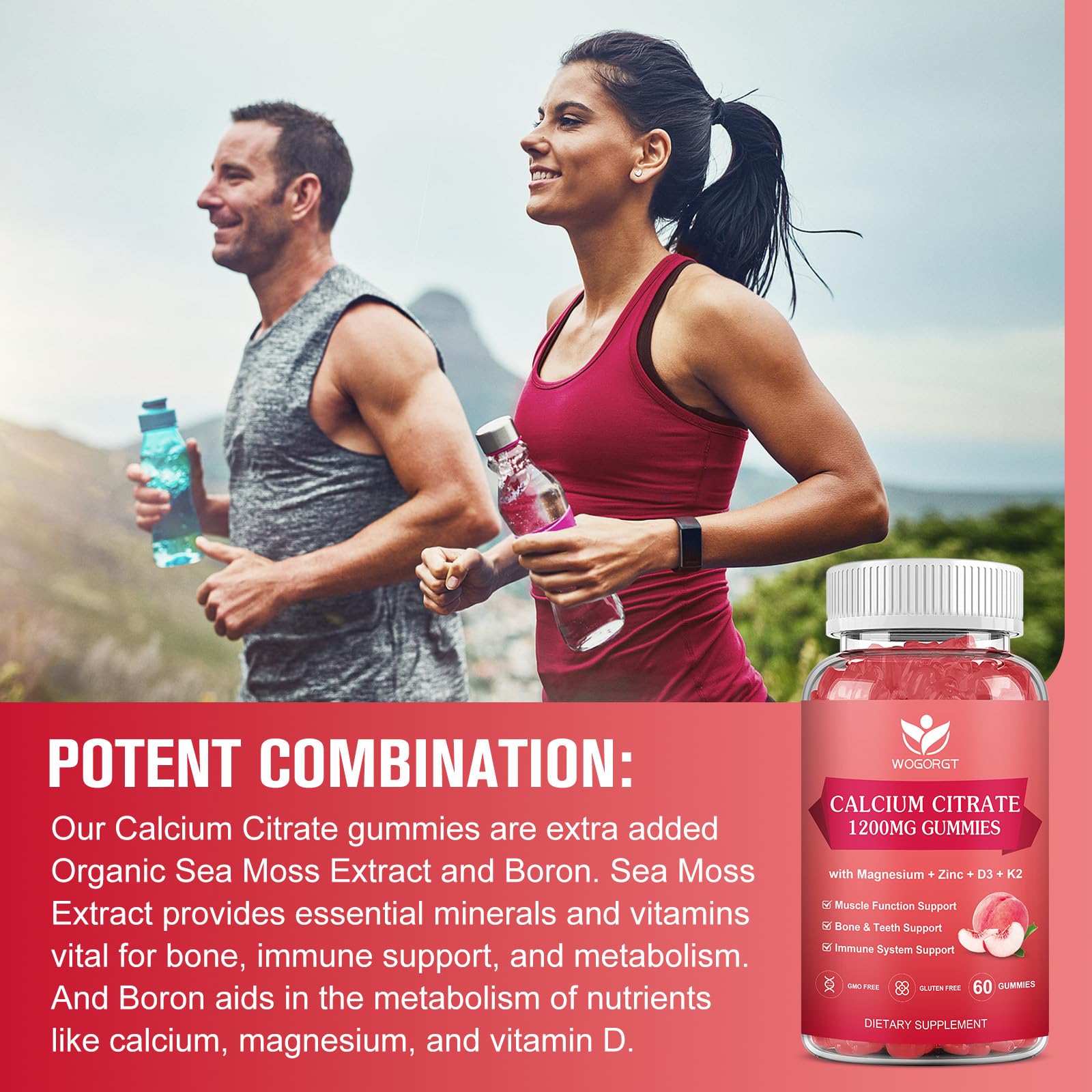 Concept image of bone and immune health with vitamins and minerals