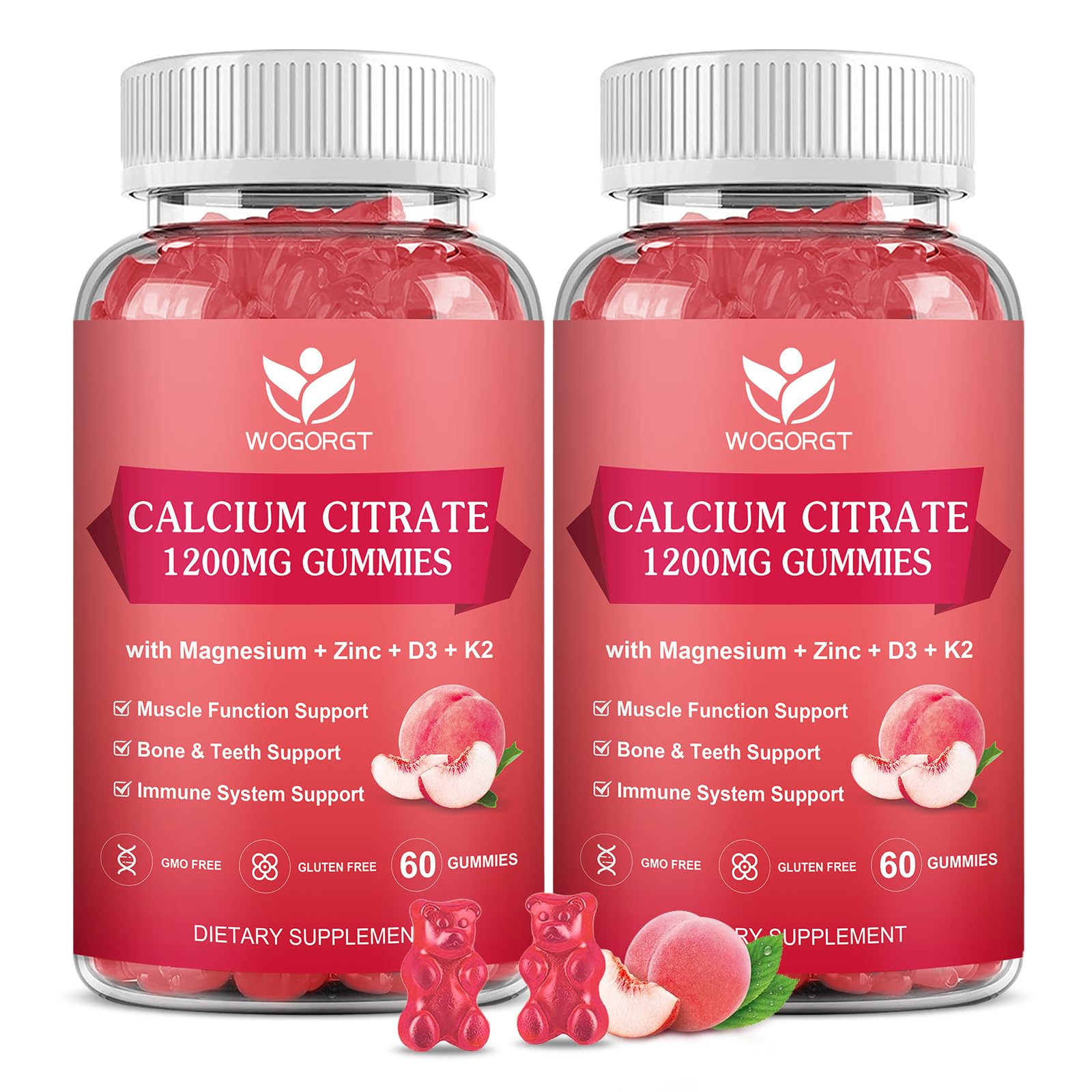 Main image of Calcium Citrate 1200mg Peach Gummies