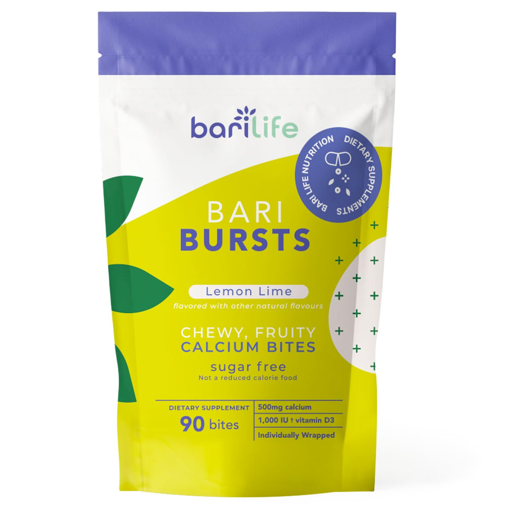 Front view of BariBurst Calcium Citrate Chews Lemon Lime packaging