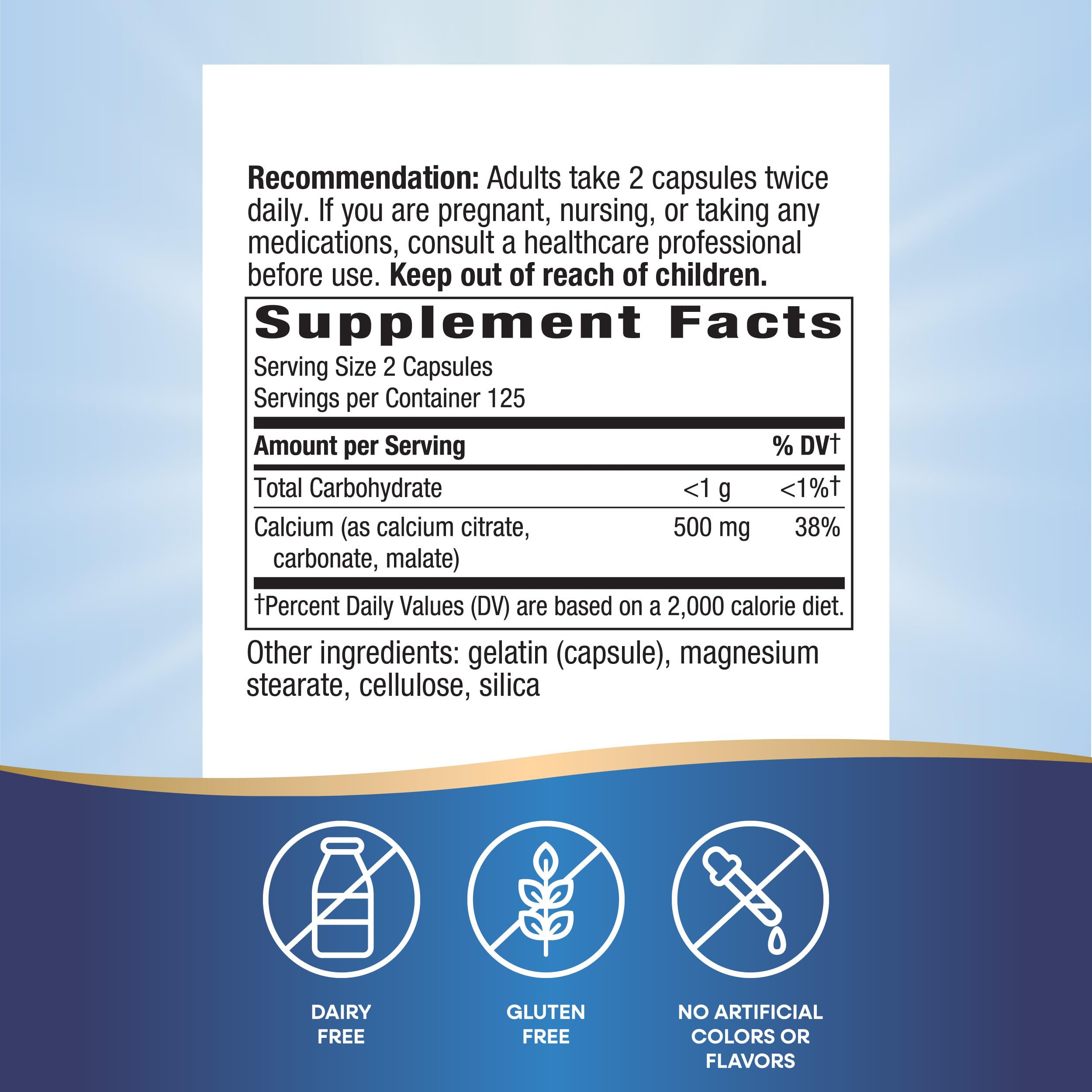 Calcium citrate blend of citrate, malate, and carbonate for bone health