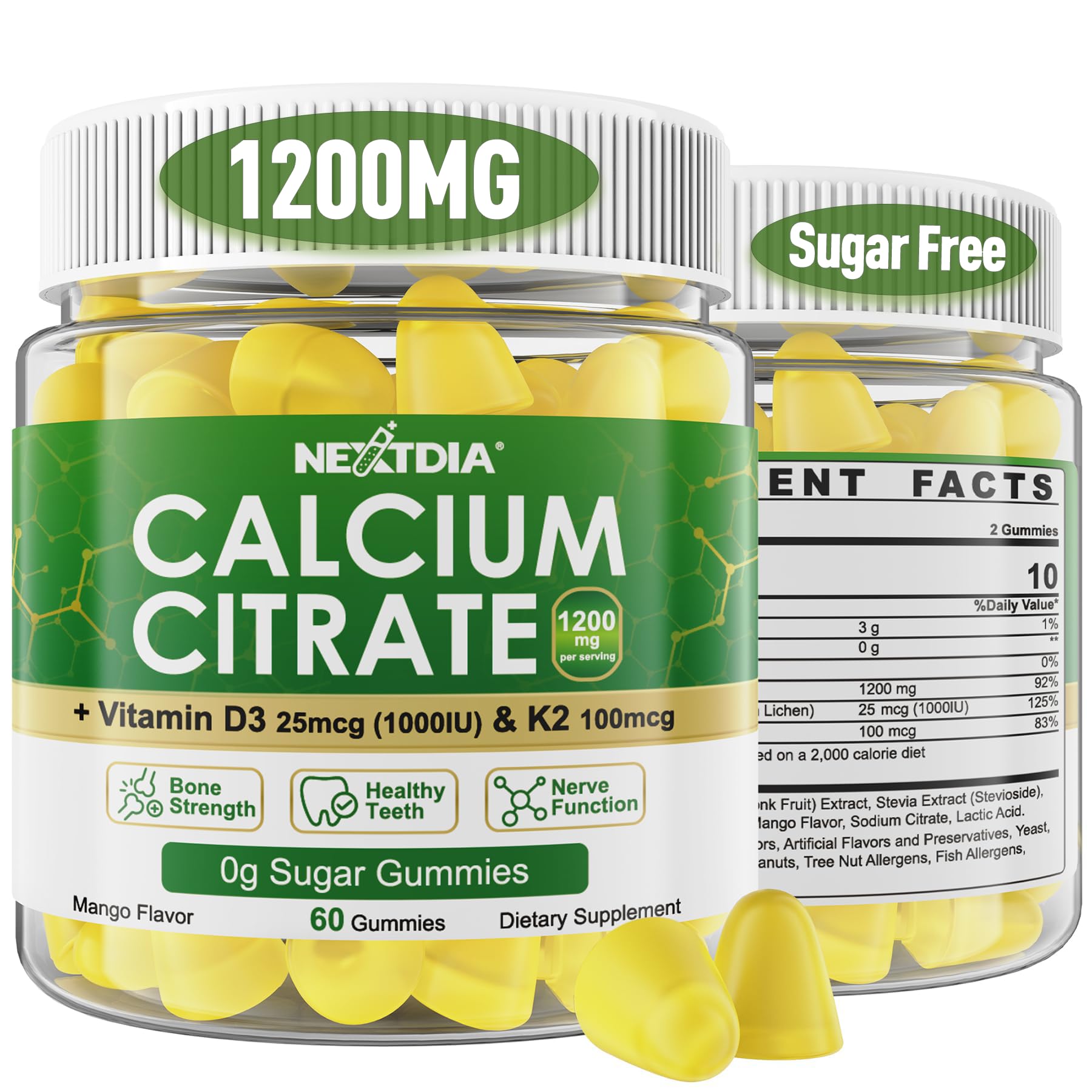 Calcium Citrate Gummies bottle with Mango flavor – 120 count