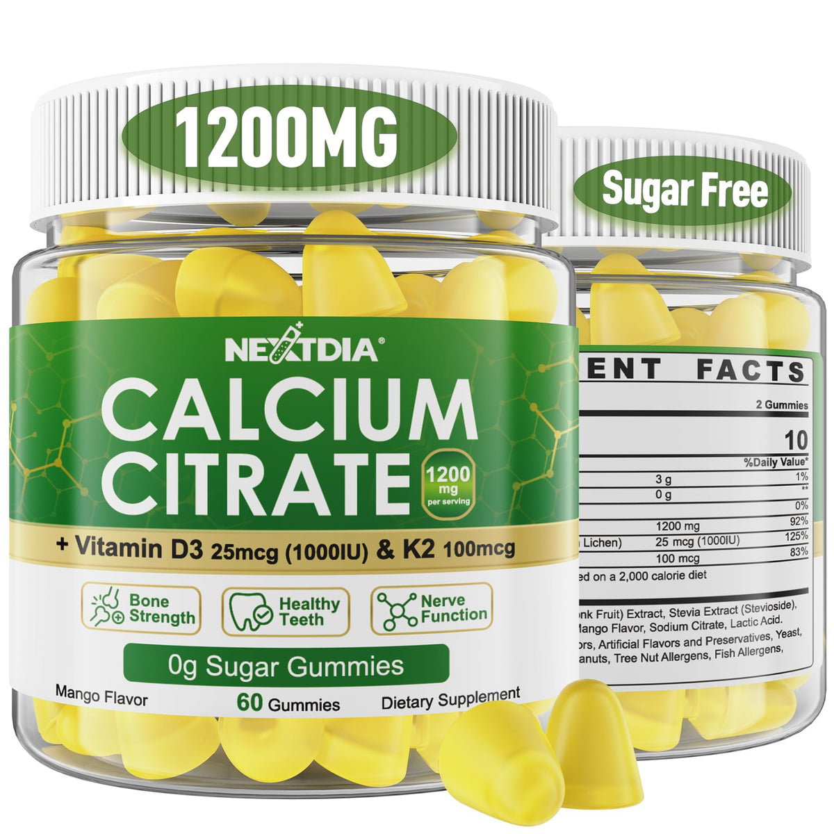 Calcium Citrate Gummies bottle with Mango flavor – 120 count