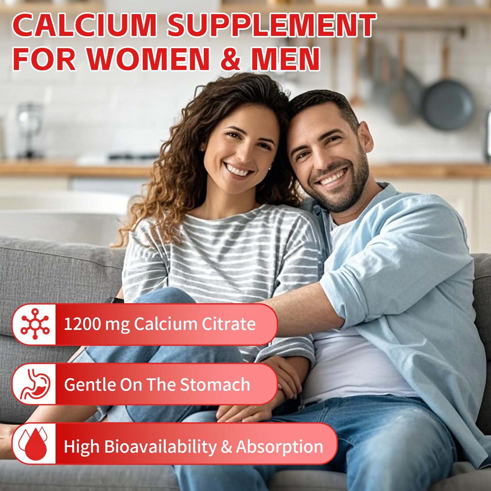 Nutrition facts panel for calcium citrate gummies 1200mg