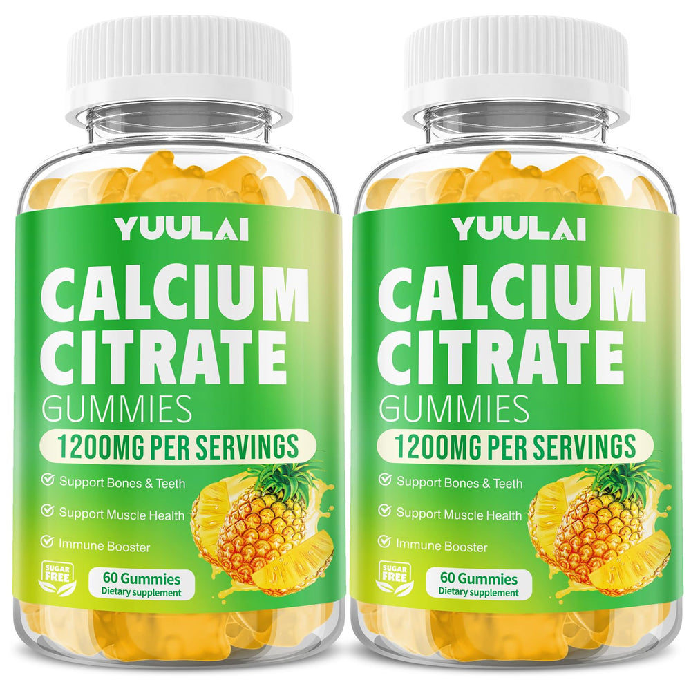 Calcium citrate gummies 1200mg pineapple flavor front view