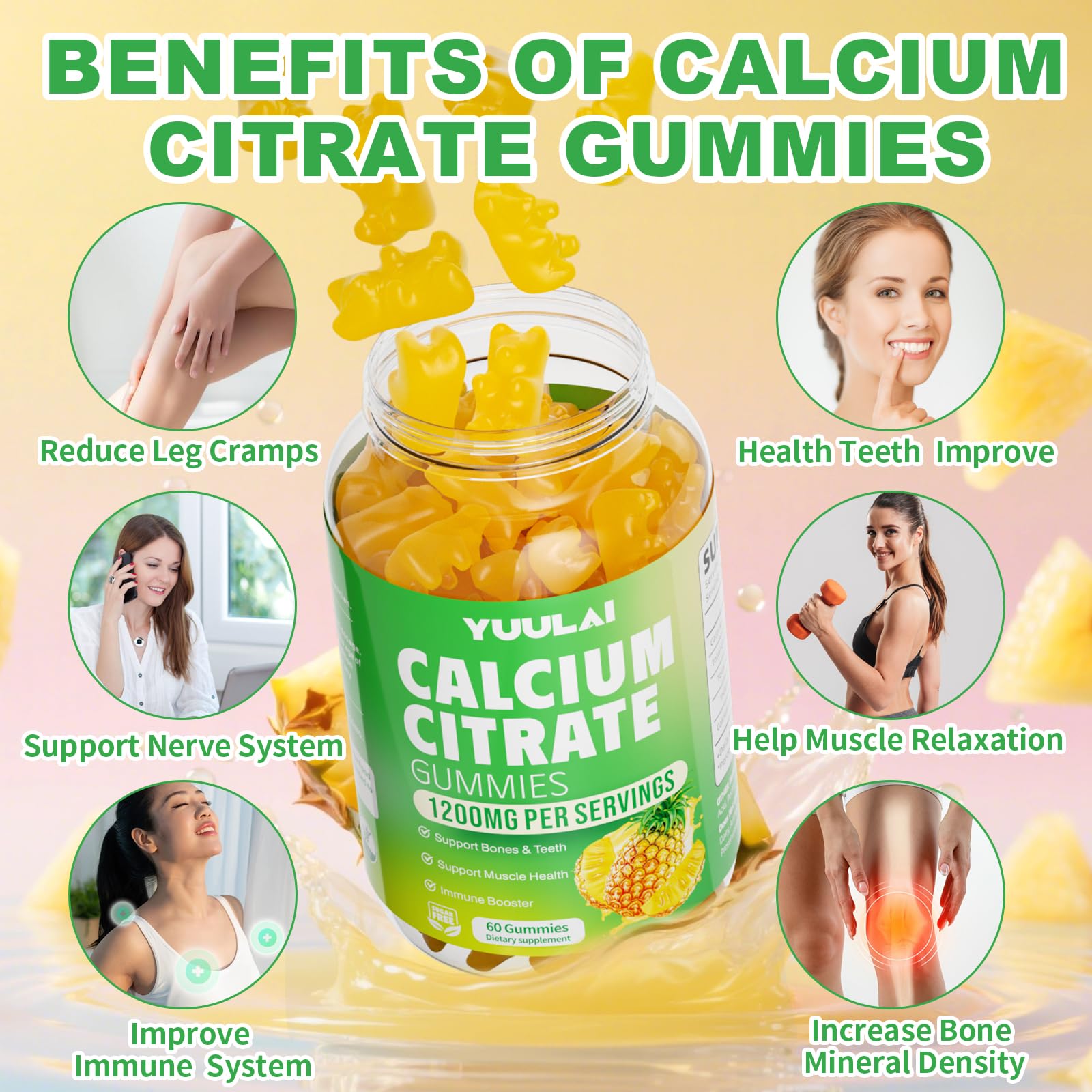 Serving size illustration for 1200mg calcium citrate gummies