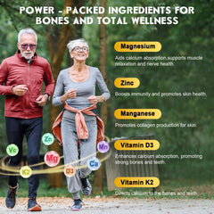 Bone, teeth and muscle support illustration from calcium gummies