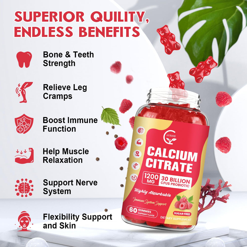 Product details: 1200 mg calcium per serving and 2 gummies