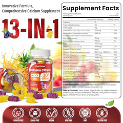 Sugar-free blueberry and pineapple-flavored calcium citrate gummies