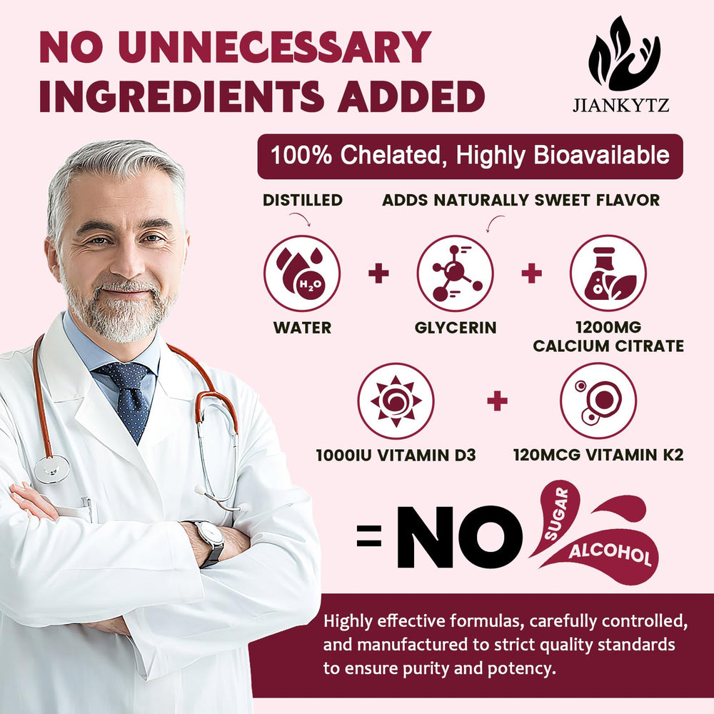 Vegan, sugar-free, gluten-free non-GMO calcium citrate drops