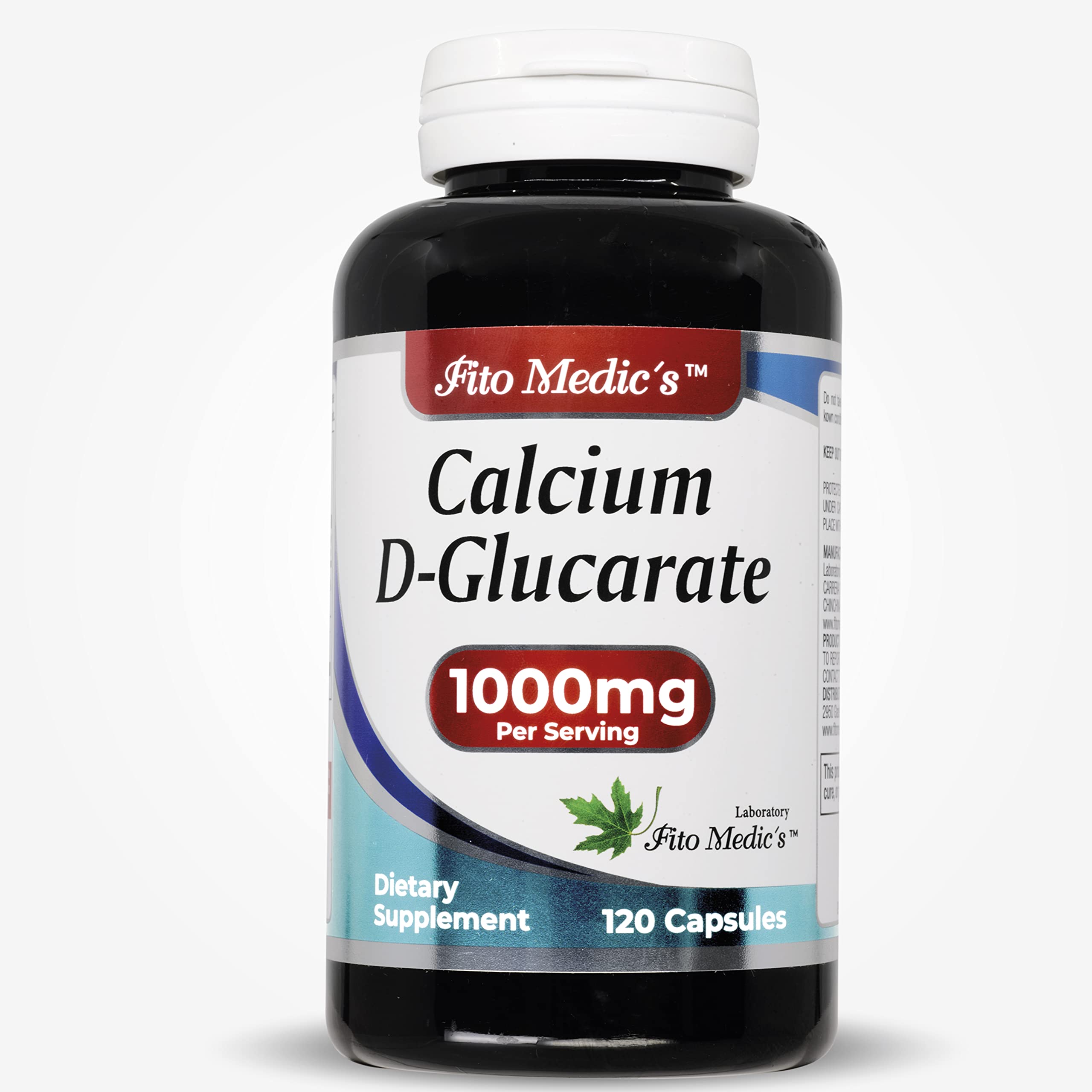 Bottle of Calcium d-glucarate 1000mg with 120 capsules