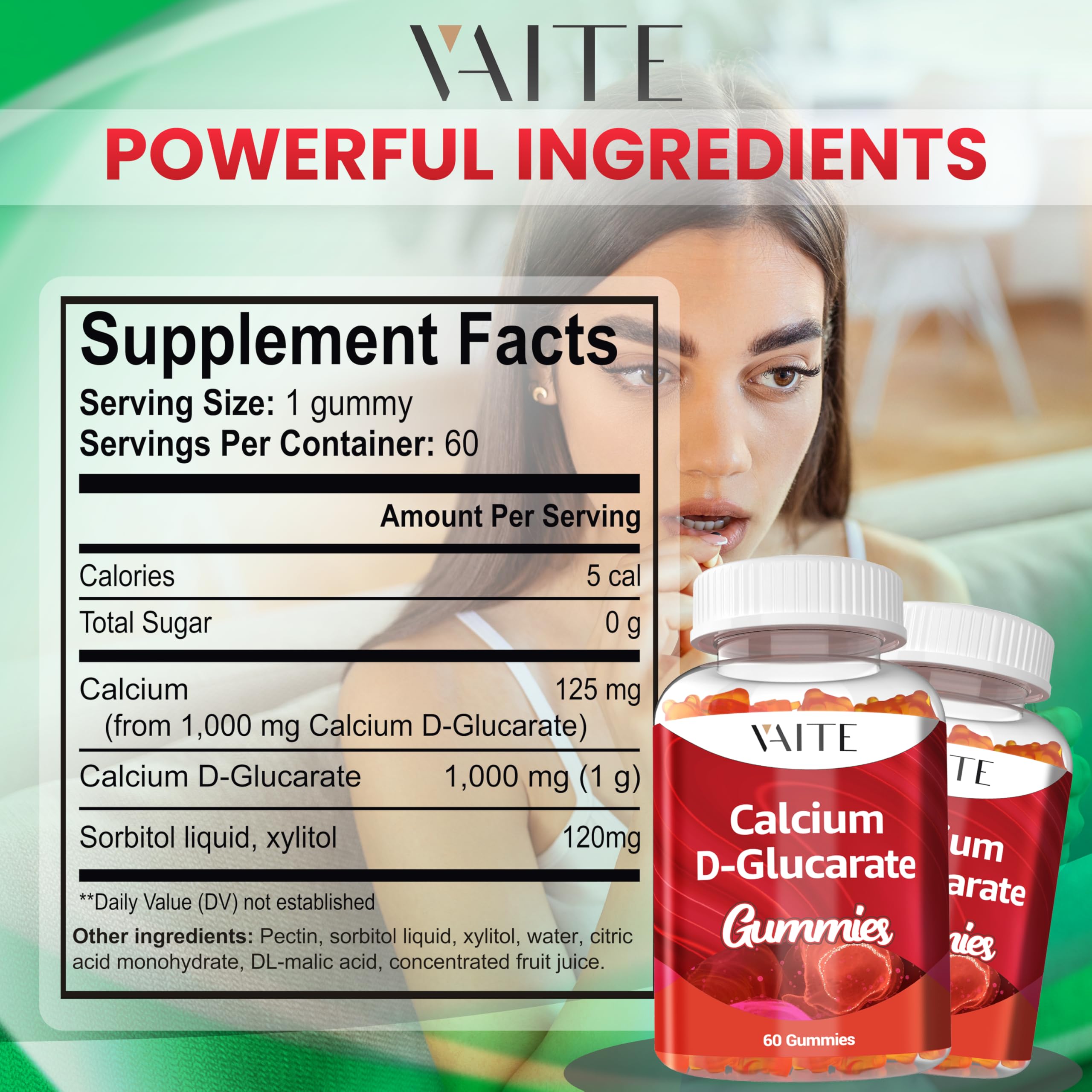 Easy-to-absorb calcium D-Glucarate gummies